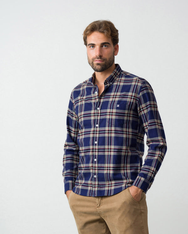 Camisa sport slim fit en viyela de cuadros ETIEM