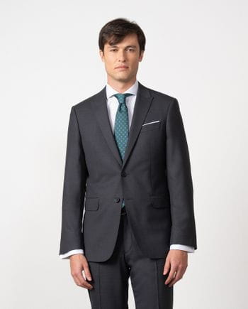Traje slim fit en microestructura bicolor de lana mezcla gris oscuro