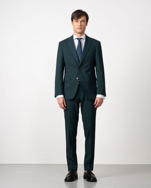 Traje slim fit en microestructura de lana mezcla elástica