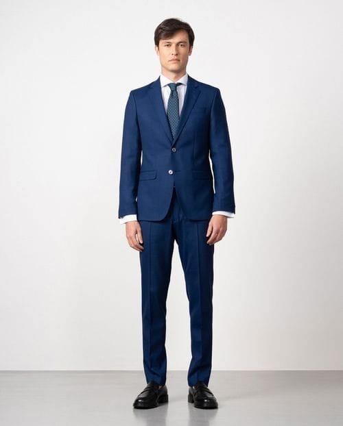 Traje extra-slim fit en tejido elástico de microestructura bicolor